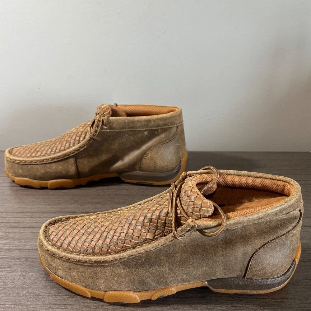 NWOT Twisted X Driving Moc Bomber Tan Patchwork Chukka Boots YDMOO30 Size 6M